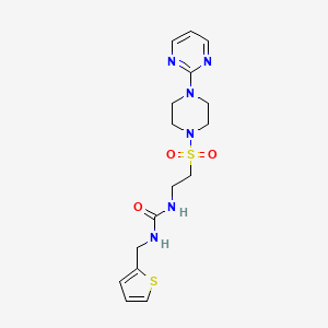 molecular formula C16H22N6O3S2 B2706957 1-(2-((4-(Pyrimidin-2-yl)piperazin-1-yl)sulfonyl)ethyl)-3-(thiophen-2-ylmethyl)urea CAS No. 1203173-16-3