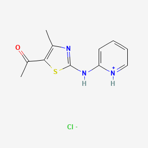 molecular formula C11H12ClN3OS B2706959 5-Acetyl-4-methyl-2-(2-pyridinylamino)-1,3-thiazol-3-ium chloride CAS No. 1223343-03-0