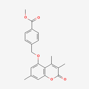 molecular formula C21H20O5 B2706960 methyl 4-{[(3,4,7-trimethyl-2-oxo-2H-chromen-5-yl)oxy]methyl}benzoate CAS No. 690682-72-5