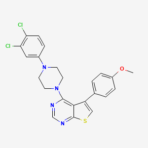 molecular formula C23H20Cl2N4OS B2706973 1-(3,4-Dichlorophenyl)-4-[5-(4-methoxyphenyl)thieno[2,3-d]pyrimidin-4-yl]piperazine CAS No. 670270-42-5
