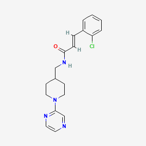molecular formula C19H21ClN4O B2706988 (E)-3-(2-chlorophenyl)-N-((1-(pyrazin-2-yl)piperidin-4-yl)methyl)acrylamide CAS No. 1396891-91-0
