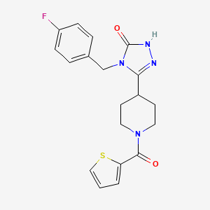 molecular formula C19H19FN4O2S B2706990 4-(4-fluorobenzyl)-5-[1-(2-thienylcarbonyl)piperidin-4-yl]-2,4-dihydro-3H-1,2,4-triazol-3-one CAS No. 1775559-15-3