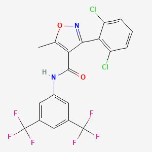 molecular formula C19H10Cl2F6N2O2 B2706996 N-[3,5-bis(trifluoromethyl)phenyl]-3-(2,6-dichlorophenyl)-5-methyl-1,2-oxazole-4-carboxamide CAS No. 1023544-82-2