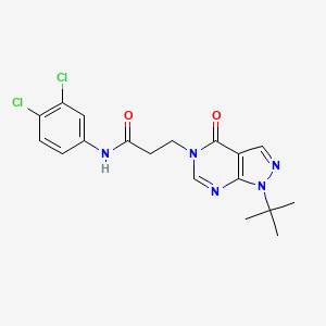 molecular formula C18H19Cl2N5O2 B2707004 3-(1-(tert-butyl)-4-oxo-1H-pyrazolo[3,4-d]pyrimidin-5(4H)-yl)-N-(3,4-dichlorophenyl)propanamide CAS No. 946337-63-9