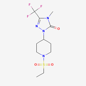 molecular formula C11H17F3N4O3S B2707014 1-(1-(乙基磺酰)哌啶-4-基)-4-甲基-3-(三氟甲基)-1H-1,2,4-三唑-5(4H)-酮 CAS No. 2034283-06-0