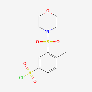 molecular formula C11H14ClNO5S2 B2707023 4-Methyl-3-(morpholin-4-ylsulfonyl)benzenesulfonyl chloride CAS No. 923816-12-0
