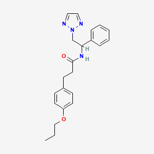 molecular formula C22H26N4O2 B2707026 N-(1-phenyl-2-(2H-1,2,3-triazol-2-yl)ethyl)-3-(4-propoxyphenyl)propanamide CAS No. 2034559-56-1