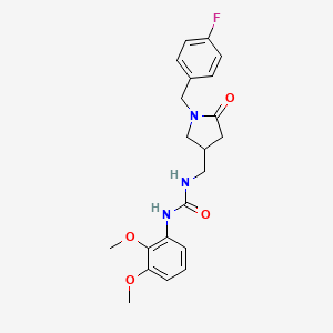 molecular formula C21H24FN3O4 B2707028 1-(2,3-Dimethoxyphenyl)-3-((1-(4-fluorobenzyl)-5-oxopyrrolidin-3-yl)methyl)urea CAS No. 955259-47-9