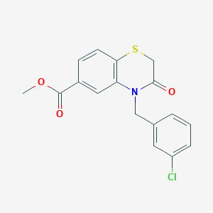 molecular formula C17H14ClNO3S B2707046 methyl 4-(3-chlorobenzyl)-3-oxo-3,4-dihydro-2H-1,4-benzothiazine-6-carboxylate CAS No. 477869-06-0