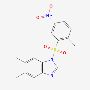 molecular formula C16H15N3O4S B2707054 5,6-dimethyl-1-((2-methyl-5-nitrophenyl)sulfonyl)-1H-benzo[d]imidazole CAS No. 330189-03-2