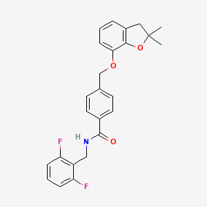 molecular formula C25H23F2NO3 B2707057 N-(2,6-difluorobenzyl)-4-(((2,2-dimethyl-2,3-dihydrobenzofuran-7-yl)oxy)methyl)benzamide CAS No. 941899-64-5
