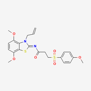 molecular formula C22H24N2O6S2 B2707064 (E)-N-(3-allyl-4,7-dimethoxybenzo[d]thiazol-2(3H)-ylidene)-3-((4-methoxyphenyl)sulfonyl)propanamide CAS No. 946342-79-6