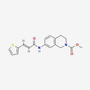 molecular formula C18H18N2O3S B2707067 (E)-methyl 7-(3-(thiophen-2-yl)acrylamido)-3,4-dihydroisoquinoline-2(1H)-carboxylate CAS No. 1448140-71-3