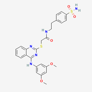molecular formula C26H27N5O5S2 B2707068 2-((4-((3,5-dimethoxyphenyl)amino)quinazolin-2-yl)thio)-N-(4-sulfamoylphenethyl)acetamide CAS No. 688356-45-8