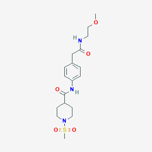 molecular formula C18H27N3O5S B2707069 N-(4-(2-((2-methoxyethyl)amino)-2-oxoethyl)phenyl)-1-(methylsulfonyl)piperidine-4-carboxamide CAS No. 1210001-89-0