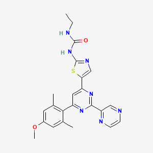 molecular formula C23H23N7O2S B2707072 1-ethyl-3-[5-[6-(4-methoxy-2,6-dimethylphenyl)-2-pyrazin-2-ylpyrimidin-4-yl]-1,3-thiazol-2-yl]urea CAS No. 905298-84-2