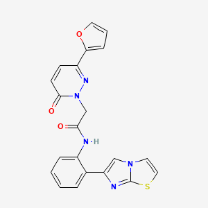 molecular formula C21H15N5O3S B2707090 2-(3-(furan-2-yl)-6-oxopyridazin-1(6H)-yl)-N-(2-(imidazo[2,1-b]thiazol-6-yl)phenyl)acetamide CAS No. 1795457-02-1