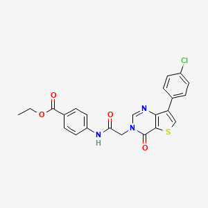 molecular formula C23H18ClN3O4S B2707091 ethyl 4-({[7-(4-chlorophenyl)-4-oxothieno[3,2-d]pyrimidin-3(4H)-yl]acetyl}amino)benzoate CAS No. 1105242-23-6