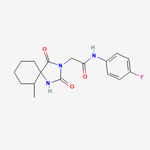 molecular formula C17H20FN3O3 B2707095 N-(4-fluorophenyl)-2-(6-methyl-2,4-dioxo-1,3-diazaspiro[4.5]decan-3-yl)acetamide CAS No. 571933-04-5
