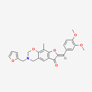 molecular formula C25H23NO6 B2707102 (Z)-7-(3,4-dimethoxybenzylidene)-3-(furan-2-ylmethyl)-9-methyl-3,4-dihydro-2H-benzofuro[5,6-e][1,3]oxazin-6(7H)-one CAS No. 1021140-08-8