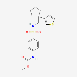 molecular formula C18H22N2O4S2 B2707103 methyl (4-(N-((1-(thiophen-3-yl)cyclopentyl)methyl)sulfamoyl)phenyl)carbamate CAS No. 2034409-66-8