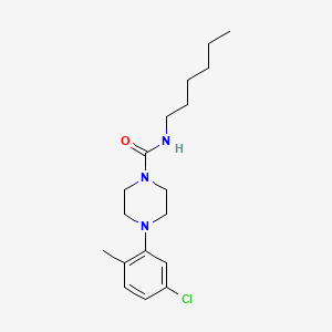 molecular formula C18H28ClN3O B2707109 (4-(5-氯-2-甲基苯基)哌嗪基)-N-己酰甲酰胺 CAS No. 1023506-67-3