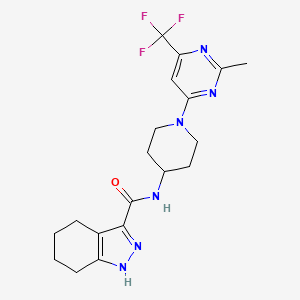 molecular formula C19H23F3N6O B2707112 N-{1-[2-methyl-6-(trifluoromethyl)-4-pyrimidinyl]-4-piperidyl}-4,5,6,7-tetrahydro-1H-indazole-3-carboxamide CAS No. 1775492-96-0