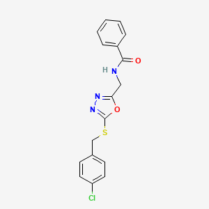 molecular formula C17H14ClN3O2S B2707117 N-((5-((4-氯苯甲基)硫代)-1,3,4-噁二唑-2-基)甲基)苯甲酰胺 CAS No. 941948-64-7