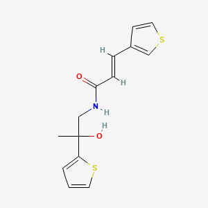 molecular formula C14H15NO2S2 B2707133 (E)-N-(2-hydroxy-2-(thiophen-2-yl)propyl)-3-(thiophen-3-yl)acrylamide CAS No. 1351663-79-0