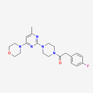 2-(4-Fluorophenyl)-1-(4-(4-methyl-6-morpholinopyrimidin-2-yl)piperazin-1-yl)ethanone