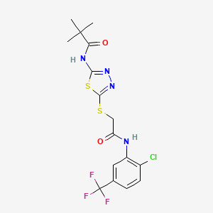 N-(5-((2-((2-chloro-5-(trifluoromethyl)phenyl)amino)-2-oxoethyl)thio)-1,3,4-thiadiazol-2-yl)pivalamide