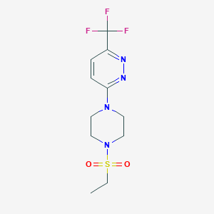 molecular formula C11H15F3N4O2S B2707170 3-(4-Ethylsulfonylpiperazin-1-yl)-6-(trifluoromethyl)pyridazine CAS No. 2129799-02-4