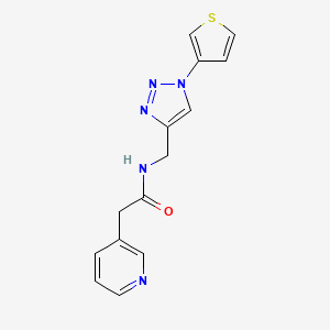 molecular formula C14H13N5OS B2707172 2-(吡啶-3-基)-N-((1-(噻吩-3-基)-1H-1,2,3-三唑-4-基)甲基)乙酰胺 CAS No. 2034365-84-7