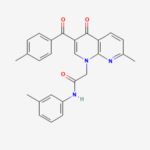 molecular formula C26H23N3O3 B2707187 2-(7-methyl-3-(4-methylbenzoyl)-4-oxo-1,8-naphthyridin-1(4H)-yl)-N-(m-tolyl)acetamide CAS No. 894906-75-3