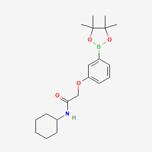 molecular formula C20H30BNO4 B2707199 N-cyclohexyl-2-(3-(4,4,5,5-tetramethyl-1,3,2-dioxaborolan-2-yl)phenoxy)acetamide CAS No. 2057448-81-2