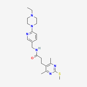 molecular formula C22H32N6OS B2707208 3-[4,6-dimethyl-2-(methylsulfanyl)pyrimidin-5-yl]-N-{[6-(4-ethylpiperazin-1-yl)pyridin-3-yl]methyl}propanamide CAS No. 1209378-27-7