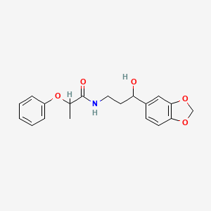 molecular formula C19H21NO5 B2707222 N-(3-(苯并[d][1,3]二氧杂环戊-5-基)-3-羟基丙基)-2-苯氧基丙酰胺 CAS No. 1421499-33-3