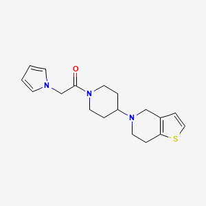 molecular formula C18H23N3OS B2707241 1-(4-(6,7-dihydrothieno[3,2-c]pyridin-5(4H)-yl)piperidin-1-yl)-2-(1H-pyrrol-1-yl)ethanone CAS No. 2034311-47-0