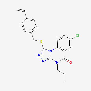 molecular formula C21H19ClN4OS B2707243 7-chloro-4-propyl-1-((4-vinylbenzyl)thio)-[1,2,4]triazolo[4,3-a]quinazolin-5(4H)-one CAS No. 1111236-73-7