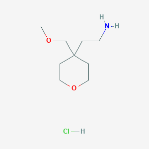 molecular formula C9H20ClNO2 B2707253 2-[4-(甲氧基甲基)氧杂-4-基]乙基胺 盐酸盐 CAS No. 2219407-68-6