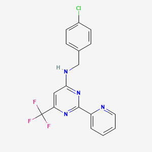 molecular formula C17H12ClF3N4 B2707255 N-(4-氯苄基)-2-(2-吡啶基)-6-(三氟甲基)-4-嘧啶胺 CAS No. 338754-27-1