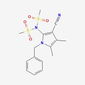 molecular formula C16H19N3O4S2 B2707261 N-(1-benzyl-3-cyano-4,5-dimethyl-1H-pyrrol-2-yl)-N-(methylsulfonyl)methanesulfonamide CAS No. 478033-10-2