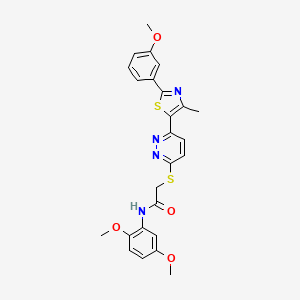 molecular formula C25H24N4O4S2 B2707264 N-(2,5-dimethoxyphenyl)-2-((6-(2-(3-methoxyphenyl)-4-methylthiazol-5-yl)pyridazin-3-yl)thio)acetamide CAS No. 1005296-62-7