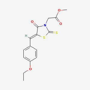 molecular formula C15H15NO4S2 B2707273 methyl 2-[(5Z)-5-[(4-ethoxyphenyl)methylidene]-4-oxo-2-sulfanylidene-1,3-thiazolidin-3-yl]acetate CAS No. 476663-25-9