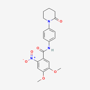 molecular formula C20H21N3O6 B2707287 4,5-dimethoxy-2-nitro-N-(4-(2-oxopiperidin-1-yl)phenyl)benzamide CAS No. 941872-52-2
