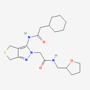 2-cyclohexyl-N-(2-(2-oxo-2-(((tetrahydrofuran-2-yl)methyl)amino)ethyl)-4,6-dihydro-2H-thieno[3,4-c]pyrazol-3-yl)acetamide