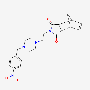 molecular formula C22H26N4O4 B2707307 2-(2-(4-(4-nitrobenzyl)piperazin-1-yl)ethyl)-3a,4,7,7a-tetrahydro-1H-4,7-methanoisoindole-1,3(2H)-dione CAS No. 361366-71-4