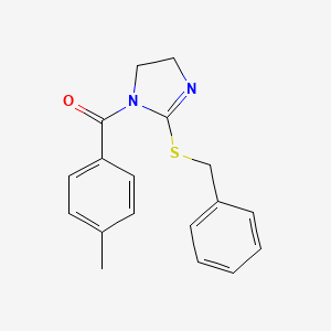 molecular formula C18H18N2OS B2707310 (2-Benzylsulfanyl-4,5-dihydroimidazol-1-yl)-(4-methylphenyl)methanone CAS No. 851863-72-4