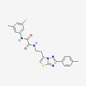 molecular formula C23H23N5O2S B2707352 N1-(3,5-dimethylphenyl)-N2-(2-(2-(p-tolyl)thiazolo[3,2-b][1,2,4]triazol-6-yl)ethyl)oxalamide CAS No. 894030-74-1