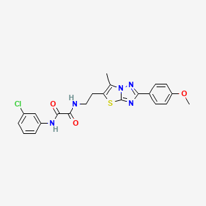 molecular formula C22H20ClN5O3S B2707358 N1-(3-氯苯基)-N2-(2-(2-(4-甲氧基苯基)-6-甲基噻唑并[3,2-b][1,2,4]三唑-5-基)乙基)草酰胺 CAS No. 896319-36-1